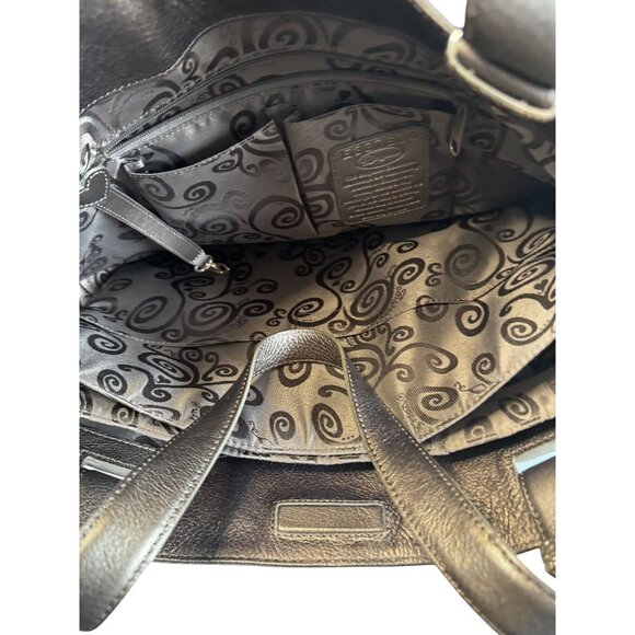 Brighton Jetson Laptop Tote Green Croc Embossed Patent Leather 14 Inch - Picture 9 of 12